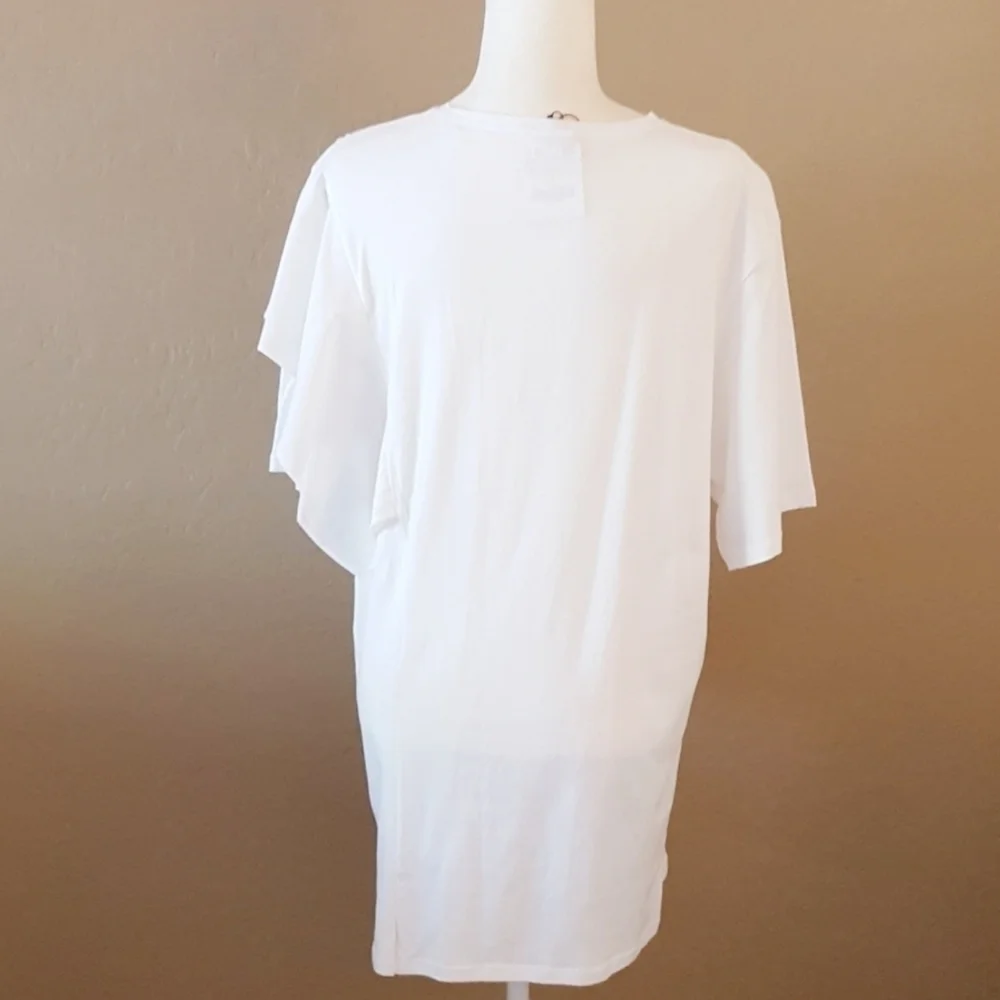 Zara White‎ Side Vertical Ruffle Tunic Top
